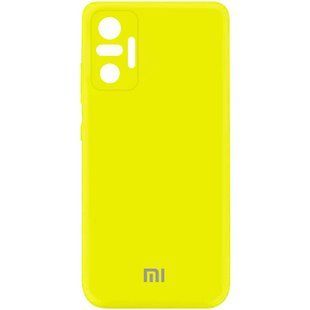 Чехол для Xiaomi Redmi Note 10 Pro Silicone Full camera закрытый низ + защита камеры Желтый / Flash