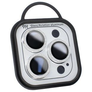 Захисне скло Metal Sparkles на камеру (в упак.) Apple iPhone 12 / 12 Pro (Срібний / Silver)