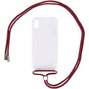 Чехол TPU Crossbody Transparent для Apple iPhone X / XS (5.8"") Красно-Коричневый