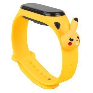 Силіконовий ремінець Cartoon Face для Xiaomi Mi Band 3/4 (Жовтий / Пікачу)