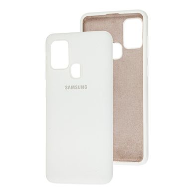 Чехол для Samsung Galaxy A21s (A217) Silicone Full белый c закрытым низом и микрофиброю