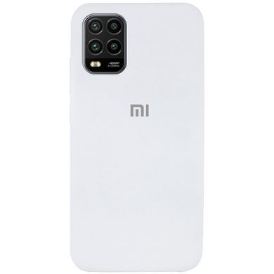 Чехол для Xiaomi Mi 10 Lite Silicone Full Белый / White с закрытым низом и микрофиброй