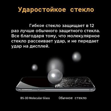 Гибкое матовое 5D стекло для Samsung Galaxy M31 Black - Не бьется и не трескается, Черный