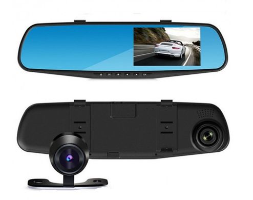 Автомобильное зеркало видеорегистратор для машины на 2 камеры VEHICLE BLACKBOX DVR 1080p камерой заднего вида.
