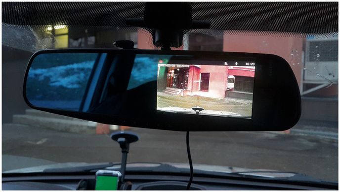 Автомобільне дзеркало відеореєстратор для авто на 2 камери VEHICLE BLACKBOX DVR 1080p камерою заднього виду.