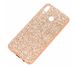 Чехол для Samsung Galaxy M20 (M205) Shining sparkles с блестками розово-золотистый