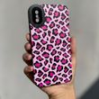 Чехол для iPhone X / XS Rubbed Print Silicone Pink leopard