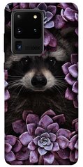 Чехол для Samsung Galaxy S20 Ultra PandaPrint Енот в цветах цветы