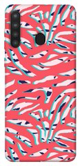 Чехол для Samsung Galaxy A21 PandaPrint Red Zebra print паттерн