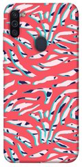 Чехол для Samsung Galaxy M11 PandaPrint Red Zebra print паттерн