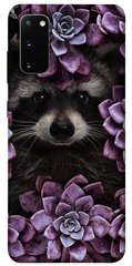 Чехол для Samsung Galaxy S20 PandaPrint Енот в цветах цветы