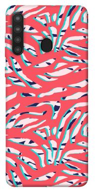 Чехол для Samsung Galaxy A21 PandaPrint Red Zebra print паттерн