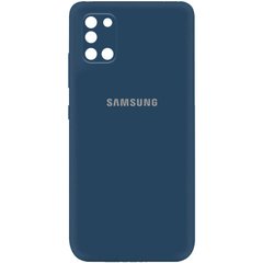 Чехол для Samsung Galaxy A31 Silicone Full camera закрытый низ + защита камеры Синий / Navy blue