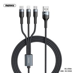 Кабель REMAX Combo Lightning/Micro USB/Type-c Sury 2 Series 3-in-1 Charging Cable RC-070th |1.2m, 2A| Black, Black