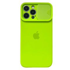 Чехол для iPhone 11 Pro Max Silicone with Logo hide camera + шторка на камеру Green