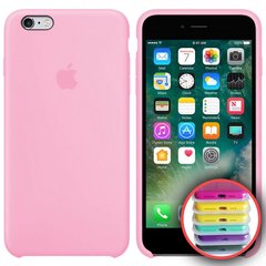Чохол silicone case for iPhone 6 / 6s з мікрофіброю і закритим низом Light Pink / Рожевий