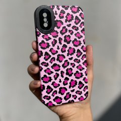 Чехол для iPhone X / XS Rubbed Print Silicone Pink leopard