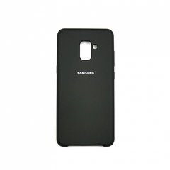 Чехол Silicone cover для Samsung A8 Plus с микрофиброй черный