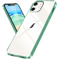 Прозорий силіконовий чохол з глянсовою окантовкою для Apple iPhone 12 mini (5.4 ") (Зелений)