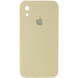 Чехол для Apple iPhone XR (6.1"") Silicone Case Full Camera закрытый низ + защита камеры Желтый / Mellow Yellow квадратные борты