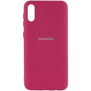 Чохол для Samsung A02 Silicone Full з закритим низом і мікрофіброю Бордовий / Marsala