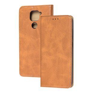 Чехол книжка для Xiaomi Redmi Note 9 Black magnet коричневый