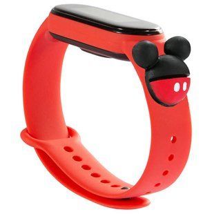 Силіконовий ремінець Cartoon Face для Xiaomi Mi Band 3/4 (Червоний / Міккі Маус)