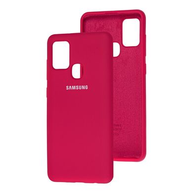 Чохол для Samsung Galaxy A21s (A217) Silicone Full вишневий з закритим низом і мікрофіброю