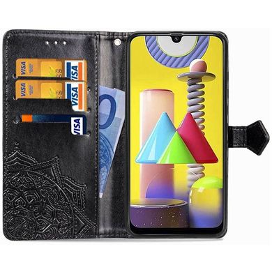 Кожаный чехол (книжка) Art Case с визитницей для Samsung Galaxy M31 (Черный)