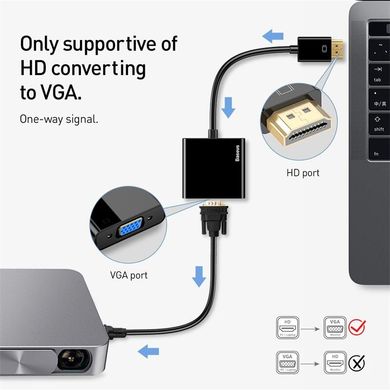 Перехідник BASEUS HD Converter (HD4K to VGA + Micro + DC3.5), Черный