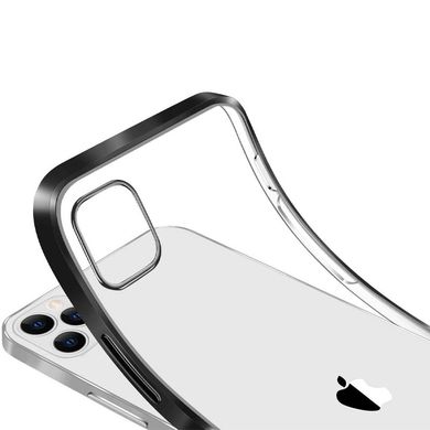 Прозрачный силиконовый чехол с глянцевой окантовкой для Apple iPhone 12 Pro / 12 (6.1") (Черный)