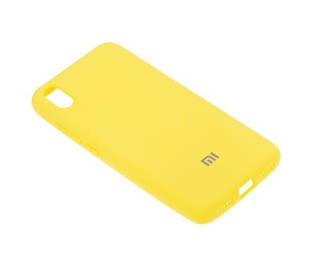 Чехол для Xiaomi Redmi 7A Silicone Full желтый с закрытым низом и микрофиброй