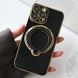 Чехол для iPhone 15 Glitter Holder Case Magsafe с кольцом подставкой + стекло на камеру