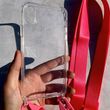 Чехол для iPhone XS Max прозрачный с ремешком Hot Pink