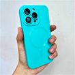 Чохол для iPhone 14 Pro Max Matte Silicone Sapphire with MagSafe + скло на камеру Light green