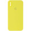 Чохол для Apple iPhone XS Max Silicone Full camera / закритий низ + захист камери (Жовтий / Bright Yellow) квадратні борти