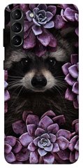 Чохол для Samsung Galaxy S21 + PandaPrint Єнот в кольорах квіти