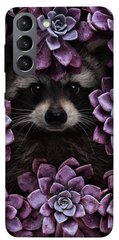 Чехол для Samsung Galaxy S21 PandaPrint Енот в цветах цветы