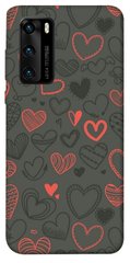 Чехол для Huawei P40 PandaPrint Милые сердца паттерн