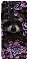 Чехол для Samsung Galaxy S21 Ultra PandaPrint Енот в цветах цветы