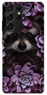 Чохол для Samsung Galaxy S21 Ultra PandaPrint Єнот в кольорах квіти