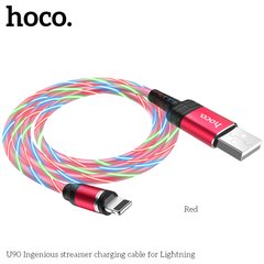 Кабель HOCO Lightning магнитный RGB LED Ingenious streamer U90 |1M, 2A| Red