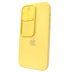 Чехол для iPhone 14 Pro Max Silicone with Logo hide camera + шторка на камеру Yellow