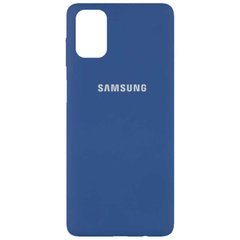 Чехол для Samsung Galaxy M51 Silicone Full Синий / Navy Blue с закрытым низом и микрофиброй