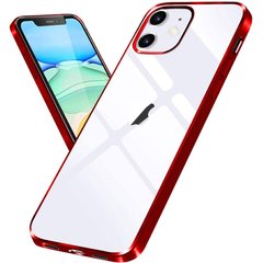Прозрачный силиконовый чехол с глянцевой окантовкой для Apple iPhone 12 mini (5.4") (Красный)