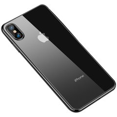 Прозрачный силиконовый чехол с глянцевой окантовкой Full Camera для Apple iPhone XS Max (6.5") (Черный)