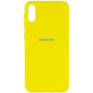 Чохол для Samsung A02 Silicone Full з закритим низом і мікрофіброю Жовтий / Flash