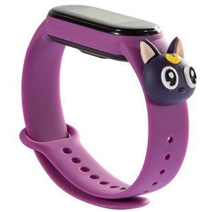 Силіконовий ремінець Cartoon Face для Xiaomi Mi Band 3/4 (Фіолетовий / Кот Сейлормун)