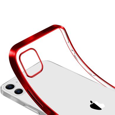 Прозрачный силиконовый чехол с глянцевой окантовкой для Apple iPhone 12 mini (5.4") (Красный)