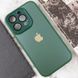 Чохол для iPhone 13 Pro Скляний матовий + скло на камеру з мікрофіброю TPU+Glass Sapphire Midnight Forest green